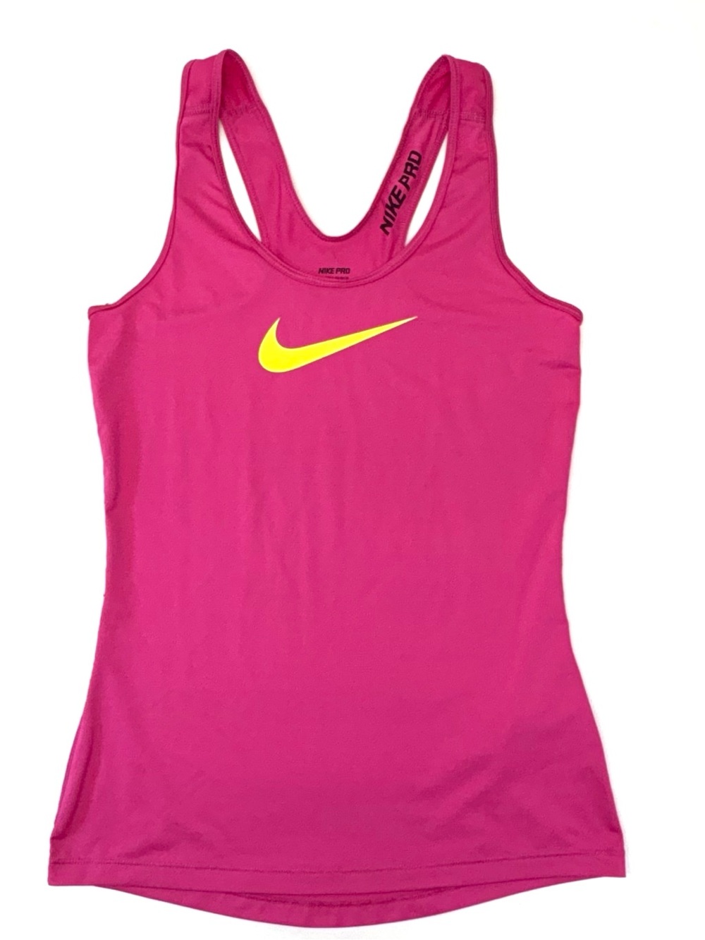 Nike Pro Racerback Tank Top - Hot Pink Neon Volt Accent Size S